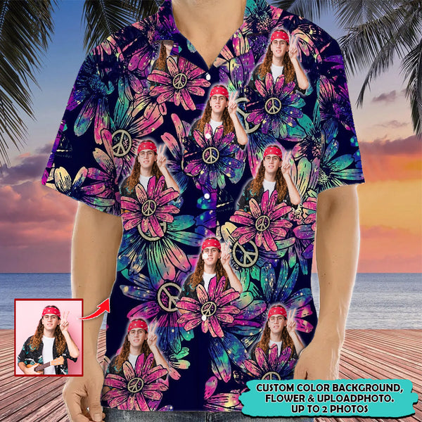 Upload Photo Hippie Peace High Quality Unisex Hawaiian Shirt For Men And Women HN010801Y