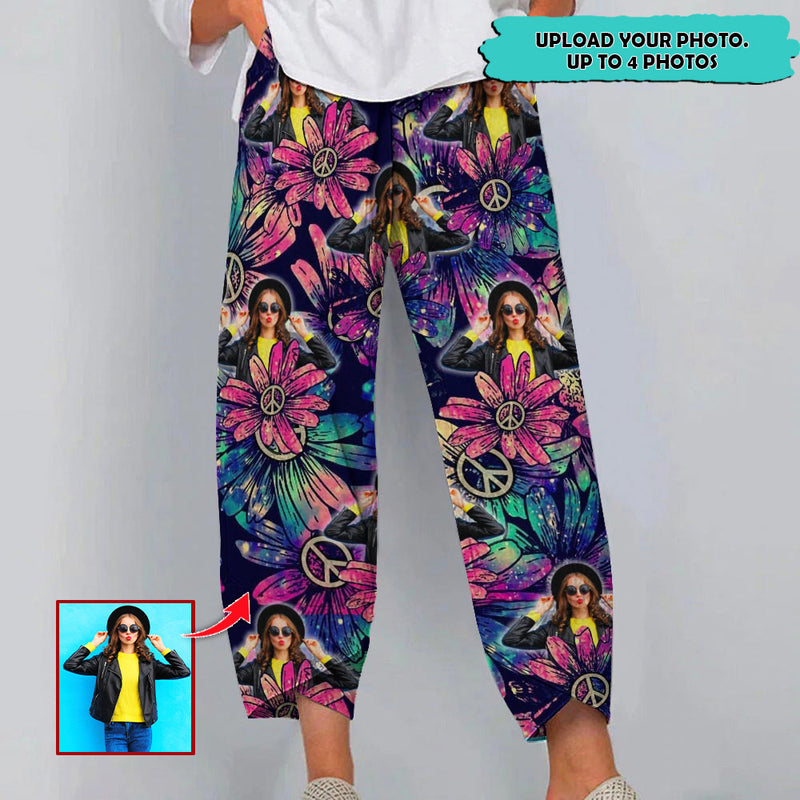 Personalized Hippie Peace Pant Girl Casual Women Lounge Elastic Waist Pants HN020803Y
