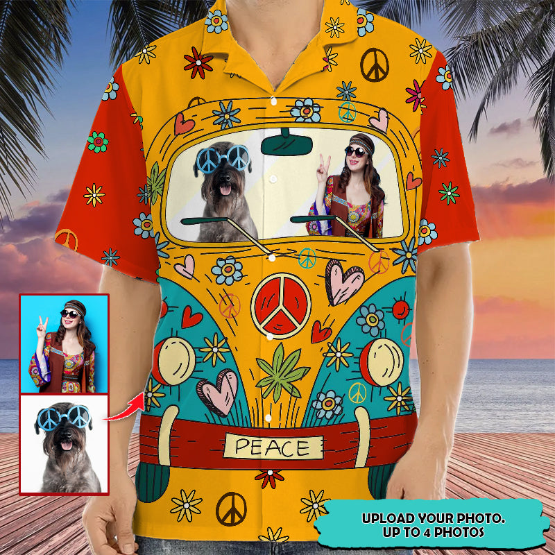 Upload Photo Hippie Van Girl High Quality Unisex Hawaiian Shirt For Men And Women HN010802Y