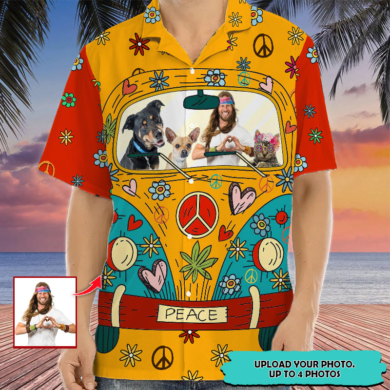 Upload Photo Hippie Van Girl High Quality Unisex Hawaiian Shirt For Men And Women HN010802Y