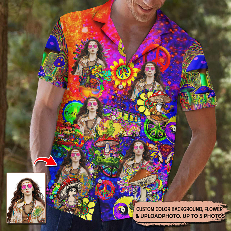 Hippie Upload Photo High Quality Unisex Hawaiian Shirt For Men And Women TL280701Y