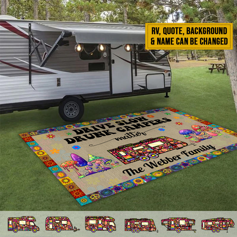 Personalized Stay Trippy Little Hipple Camping Patio Mat HN200901RG