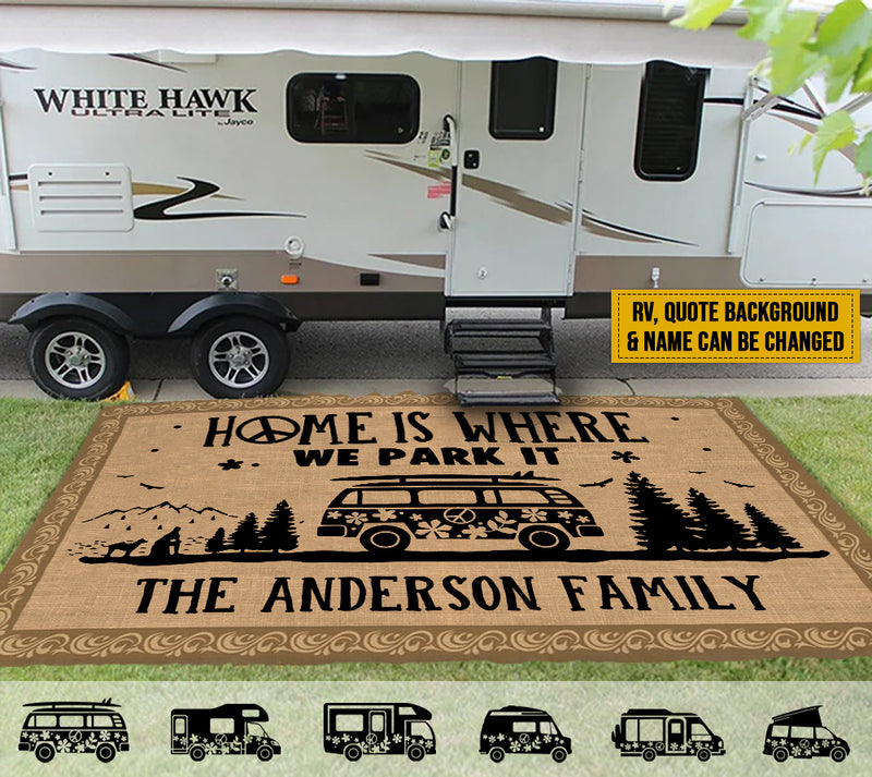 Personalized Home Is Where You Park It Camping Patio Mat HN290901RG