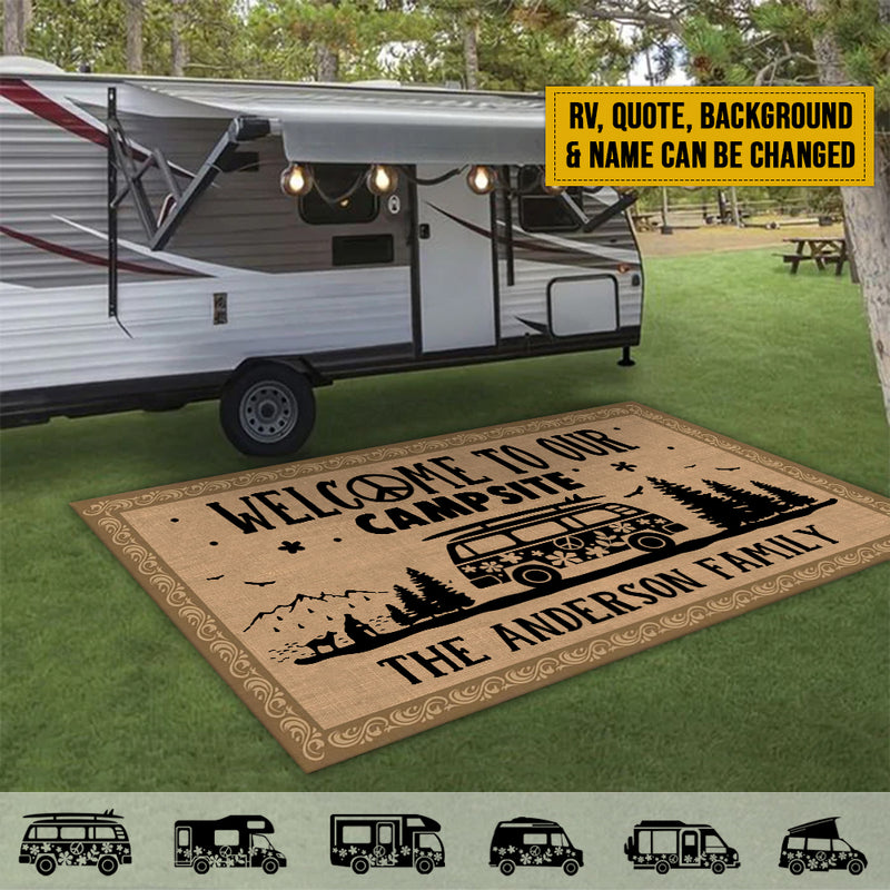 Personalized Home Is Where You Park It Camping Patio Mat HN290901RG