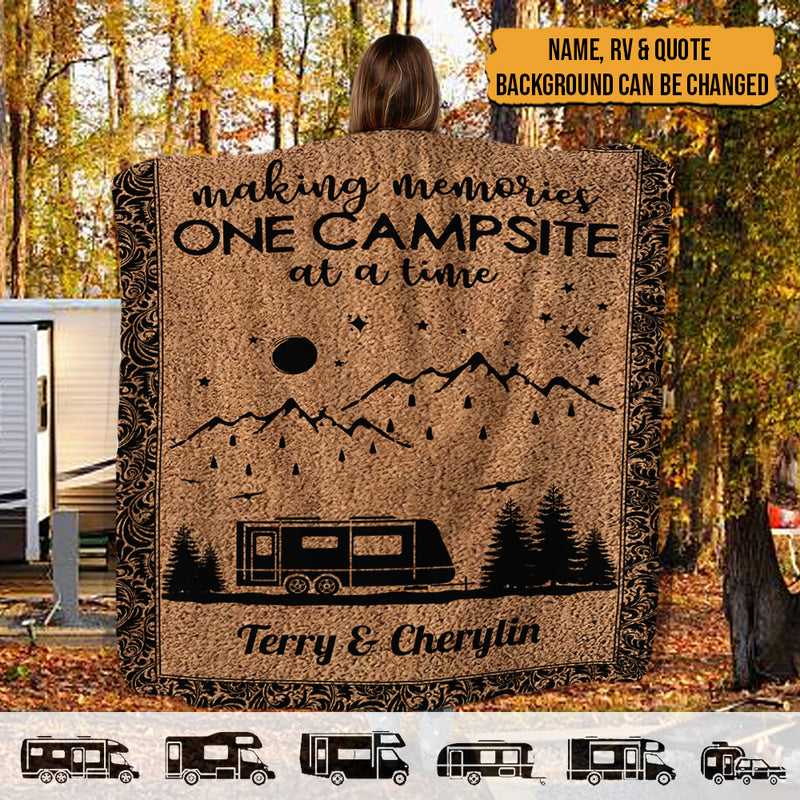 Personalized Making Memories One Campsite Camping Sherpa Fleece Blanke