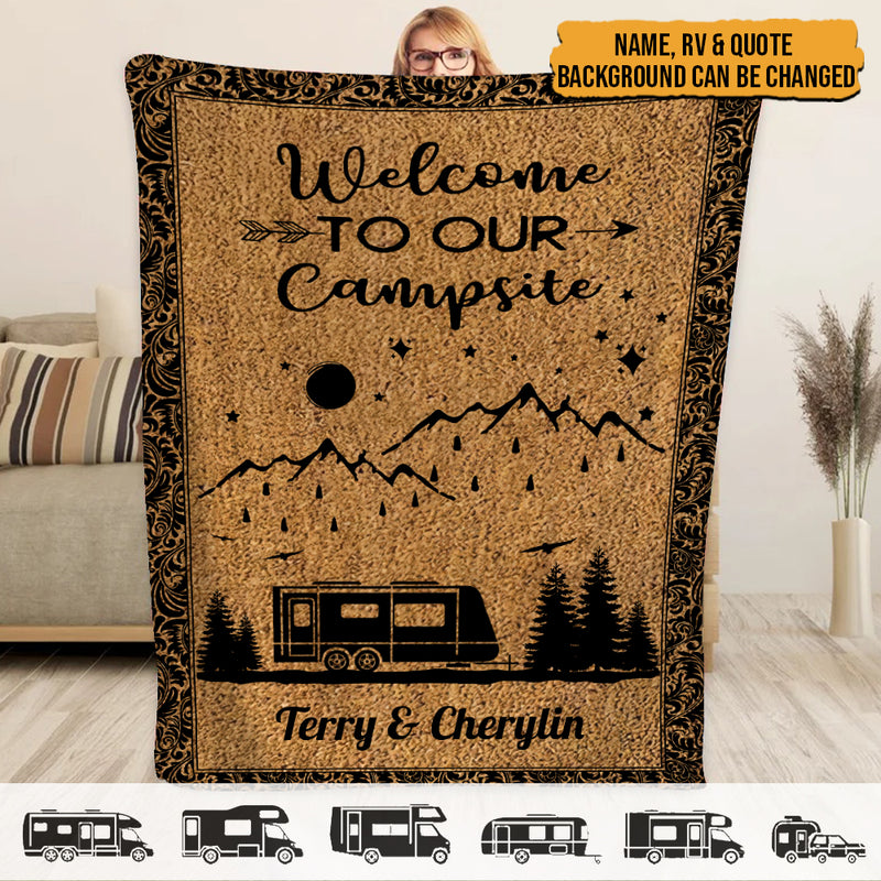 Personalized Making Memories One Campsite Camping Sherpa Fleece Blanket HN071003BF