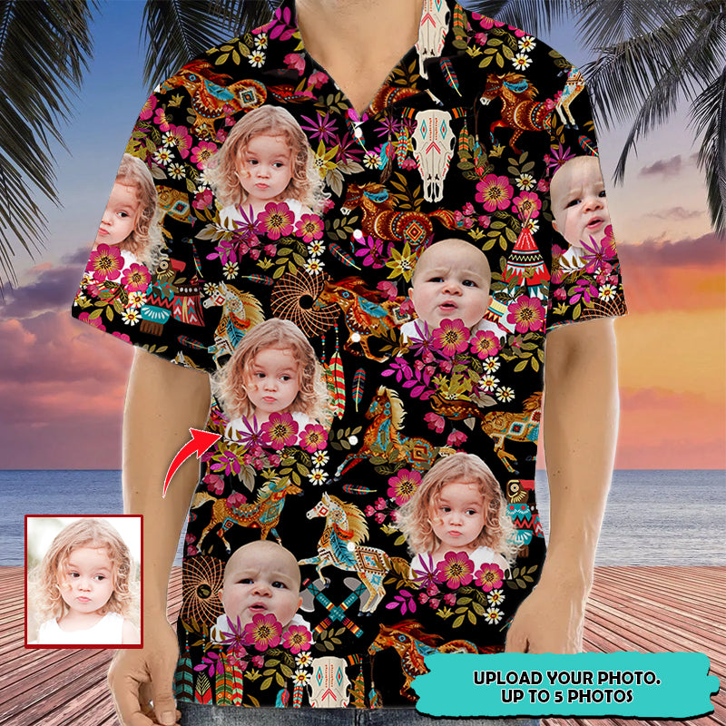 Personalized Native American Horse Upload Photo High Quality Unisex Hawaiian Shirt For Men And Women TL020803Y