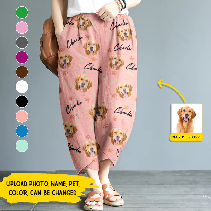 Personalized Custom Photo Dog Cat Casual Women Lounge Elastic Waist Pants HN311001EP