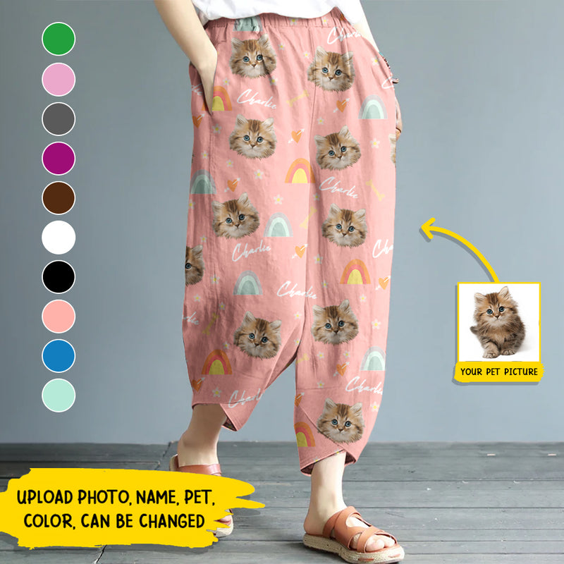 Personalized Custom Photo Dog Cat Casual Women Lounge Elastic Waist Pants HN311001EP