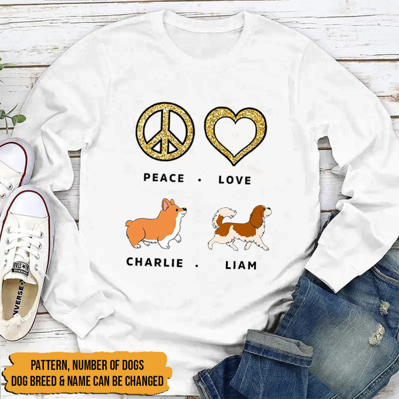 Personalized Peace Love Dog Pattern Shirt HN061001TS