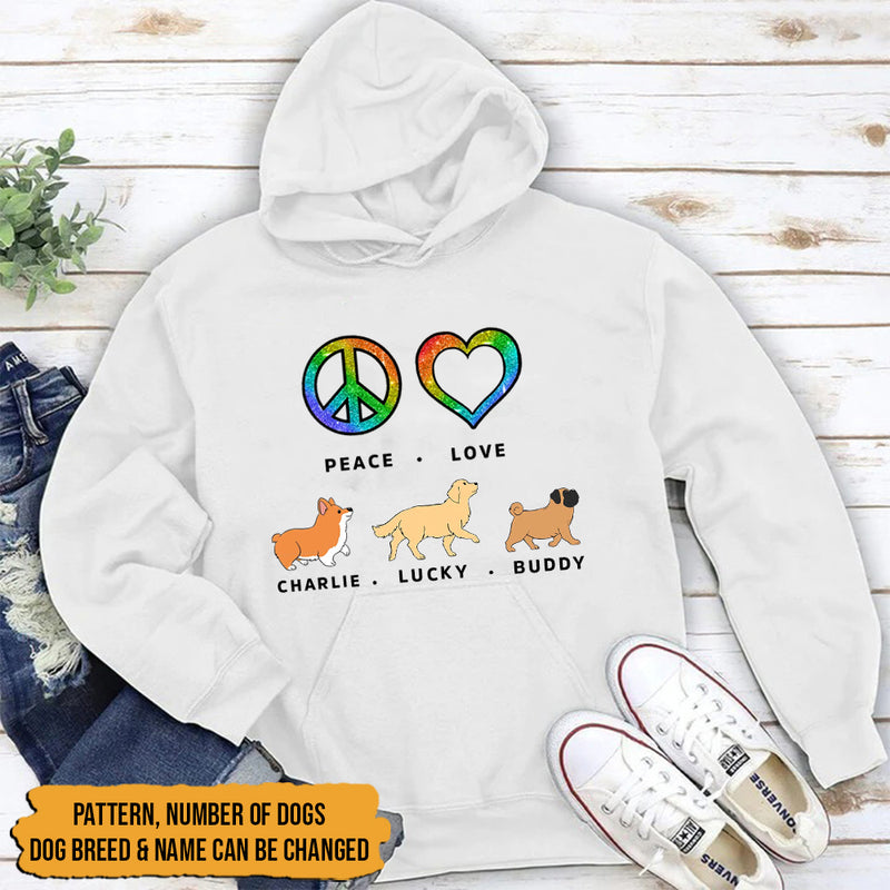 Personalized Peace Love Dog Pattern Shirt HN061001TS