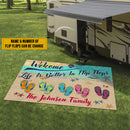 Personalized Beach House Better In Flip Flops Patio Mat HN290802RG