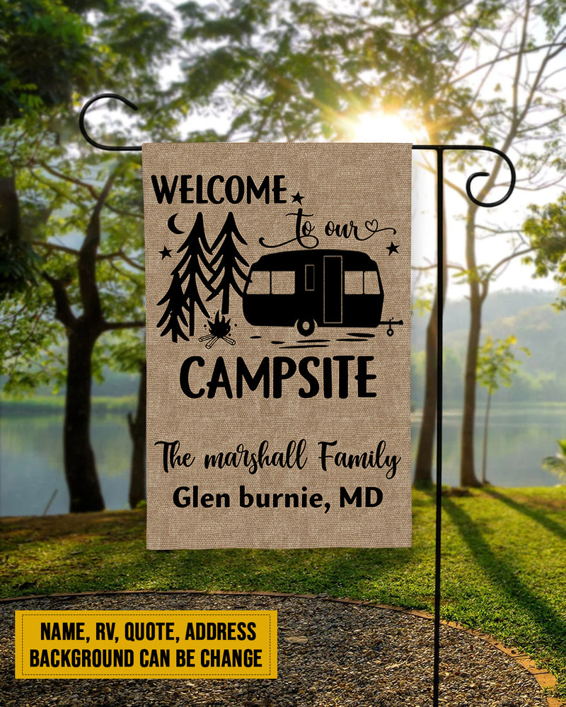 Personalized Welcome To Our Campsite Patio Mat HN290801RG