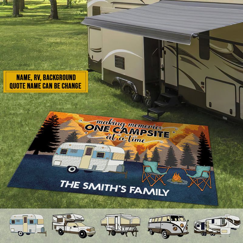 Personalized Camping Retro Making Memories Patio Mat TL300801RG
