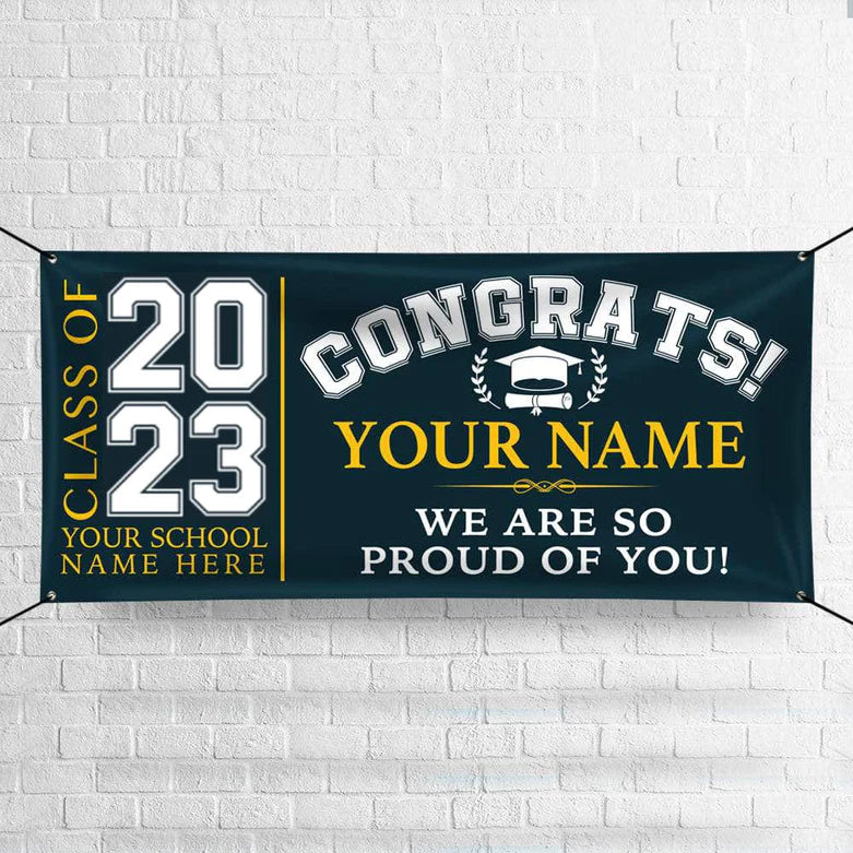 Personalized Congrats Class of 2023 Banner Combo 3 Pieces Graduation Gift TL10022301B