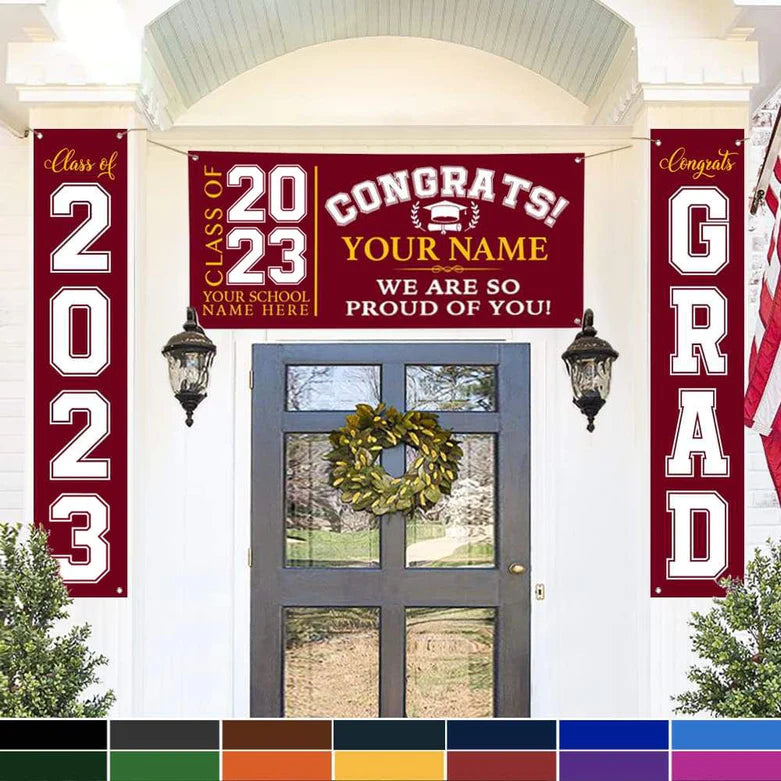 Personalized Congrats Class of 2023 Banner Combo 3 Pieces Graduation Gift TL10022301B