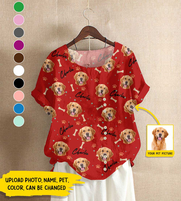 Personalized Custom Photo Dog Cat Casual O-Neck Short Sleeve T-Shirt HN311001OT