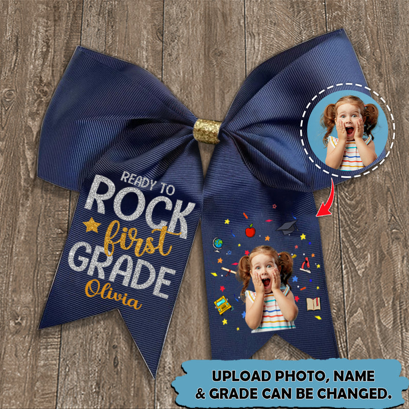Upload Photo Personalized Ready To Rock First Grade Hairbow HN120802HB