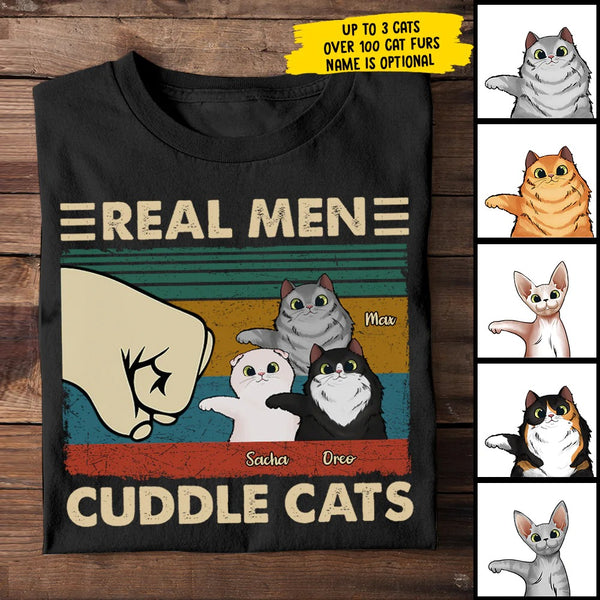 Personalized Real Men Cuddle Cats - Gift for Dad Shirt HN261201TS