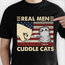 Personalized Real Men Cuddle Cats - Gift for Dad Shirt HN261201TS