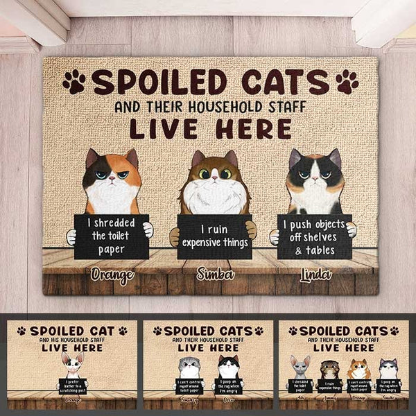 Personalized Spoiled Cats Live Here Doormat HN13012301DM