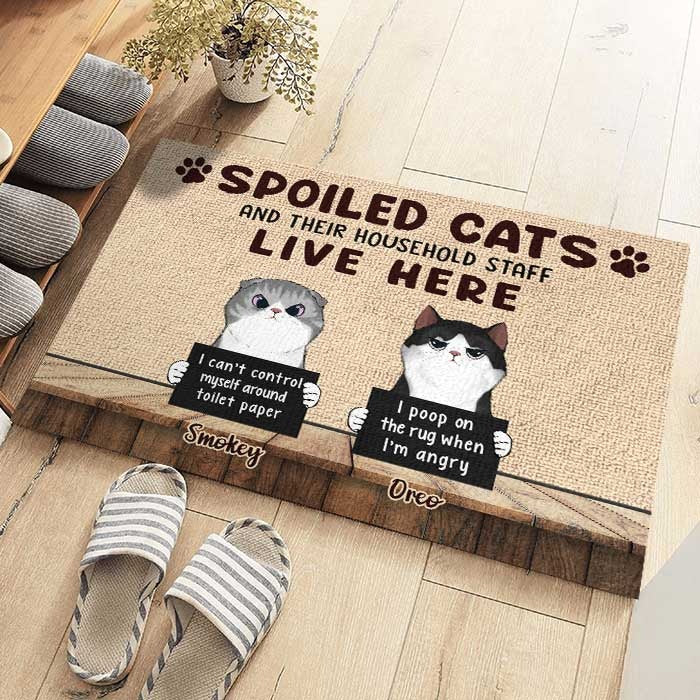 Personalized Spoiled Cats Live Here Doormat HN13012301DM