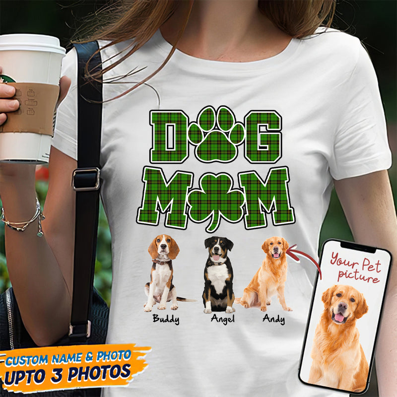 Personalized Custom Photo Dog Mom Shamrock St Patricks Day Shirt HN14012301TS