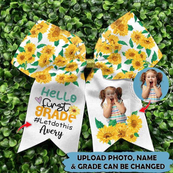Upload Photo Personalized Back To School Strawberry Sunflower Hairbow TL150804Y