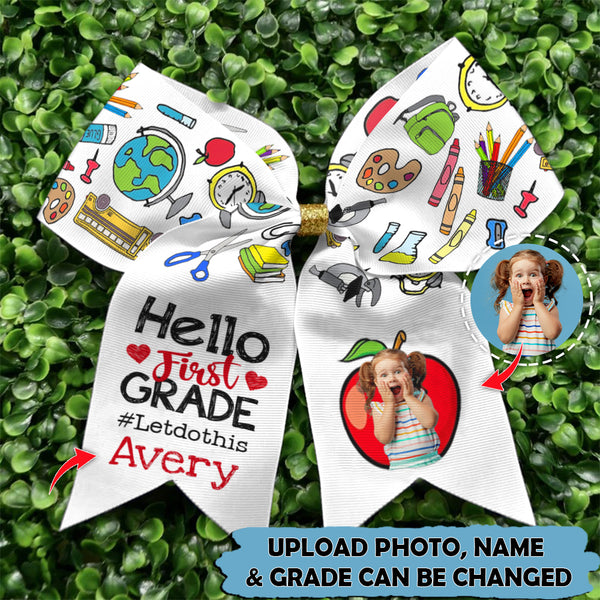 Upload Photo Personalized Hello Back To School Hairbow TL150802Y