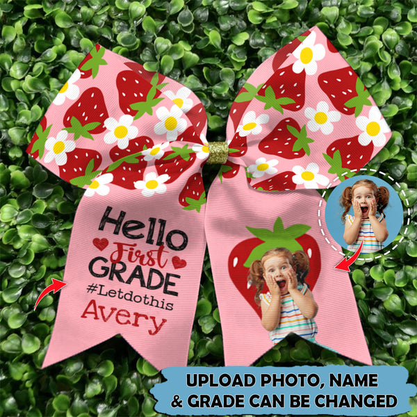 Upload Photo Personalized Hello Back To School Strawberry Hairbow TL150801Y