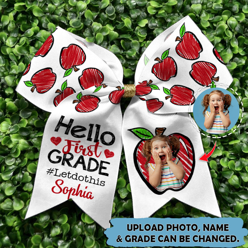 Upload Photo Personalized Hello First Grade Hairbow TL090801Y