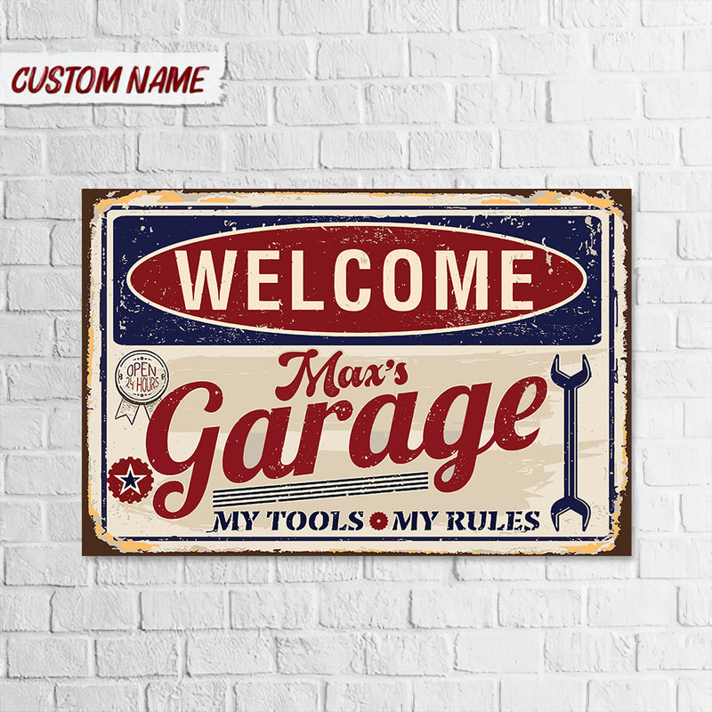 Personalized Welcome My Tools My Rules Car Metal Sign HN261201MS