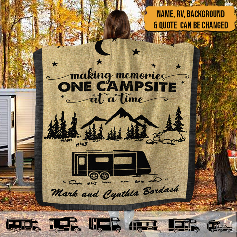 Personalized Welcome To Our Campsite Camping Sherpa Fleece Blanket HN051002BF