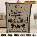 Personalized Welcome To Our Campsite Camping Sherpa Fleece Blanket HN051002BF