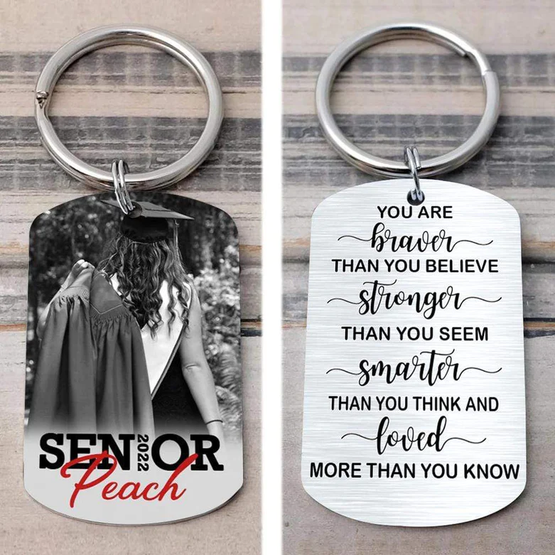 Personalized You’re Braver Than You Believe Senior Keychain Graduation Gift TL09022301KC