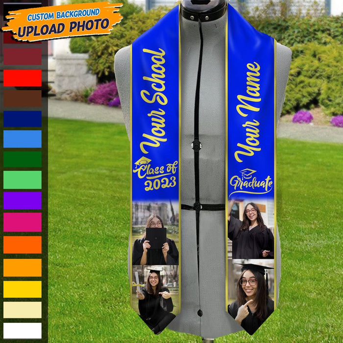 Personalized Custom Photo Class of 2023 Stoles Sash Graduation Gift HM011222ST