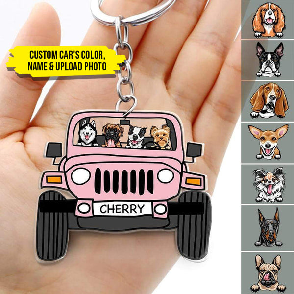 Personalized Off Road Dog Cats Keychain Double Sided Design Acrylic Keychain Car For Pet Lovers HM260901KC