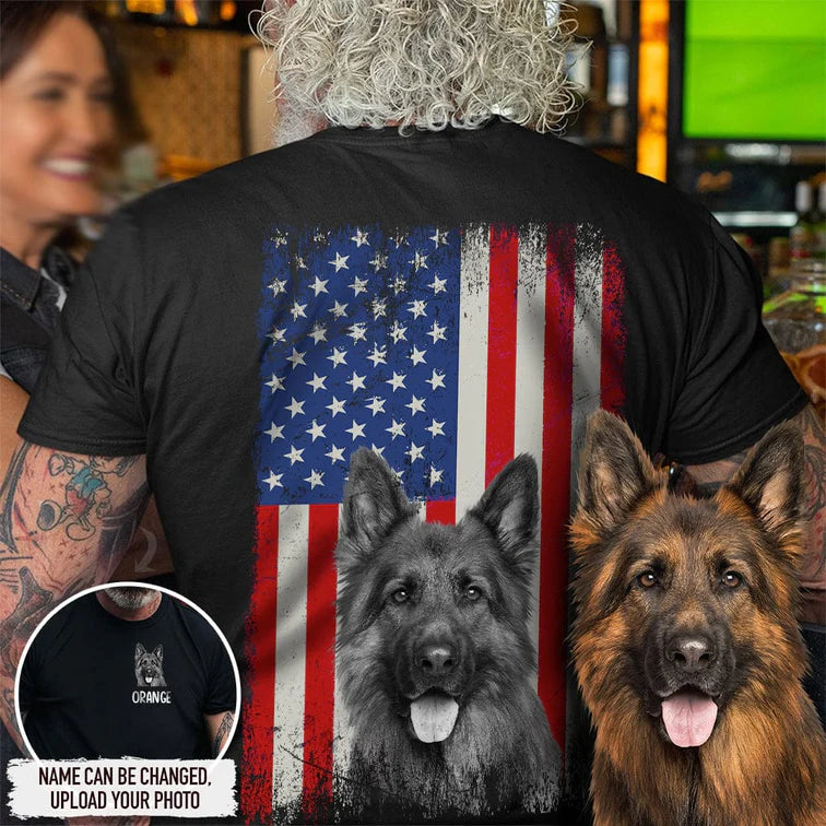 Personalized Upload Photo America Flag Dog Shirt TL051002TS