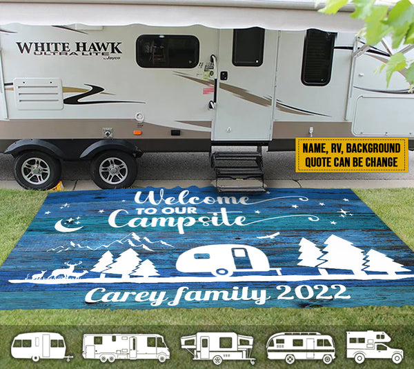 Personalized Happy Camping Patio Mat HM080901RG