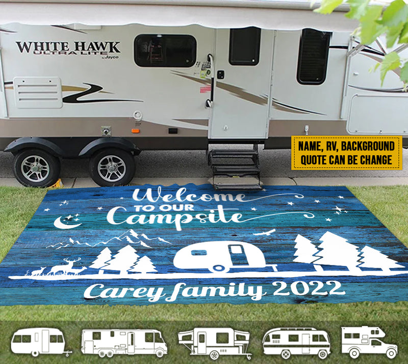 Personalized Happy Camping Patio Mat HM080901RG