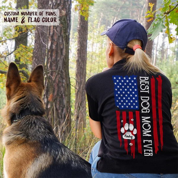 Personalized Best Dog Mom Ever American Flag Back Shirt HN16022301TS