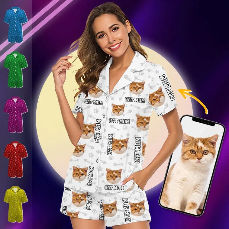 Personalized Custom Photo Dog Cat With Dad Mom Text Short Pajamas HN15032301SPJ
