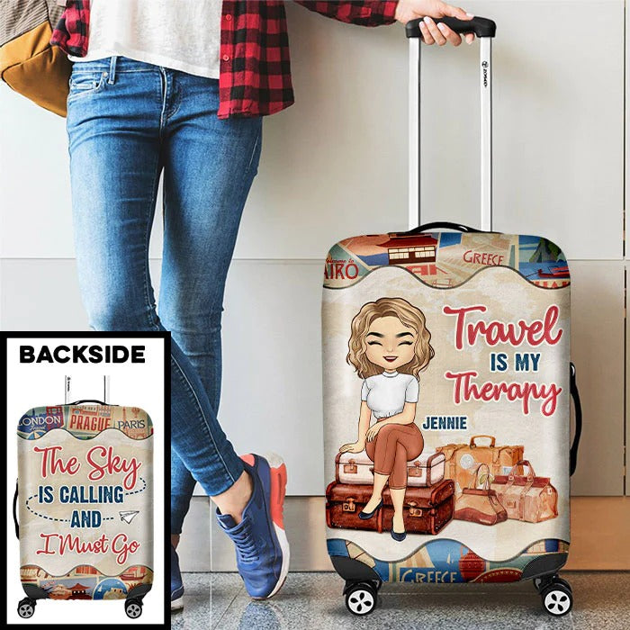 Personalized Travel Is My Therapy Luggage Cover HN22022301LUC
