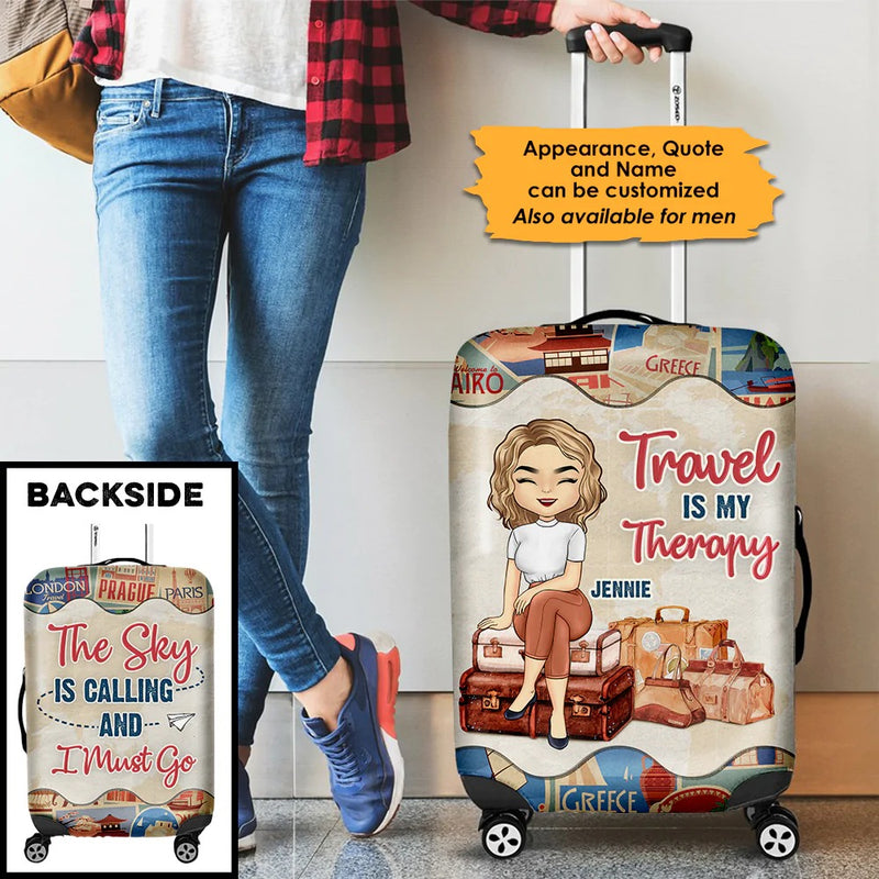 Personalized Travel Is My Therapy Luggage Cover HN22022301LUC