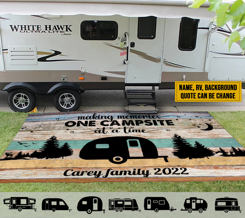 Personalized Happy Campers Vintage Patio Mat TL300802RG