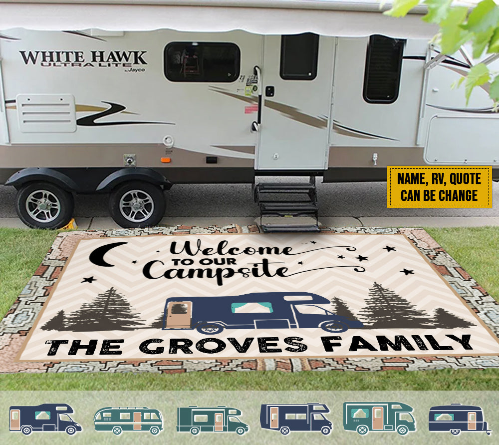 Personalized Happy Campers Patio Mat HN200802RG