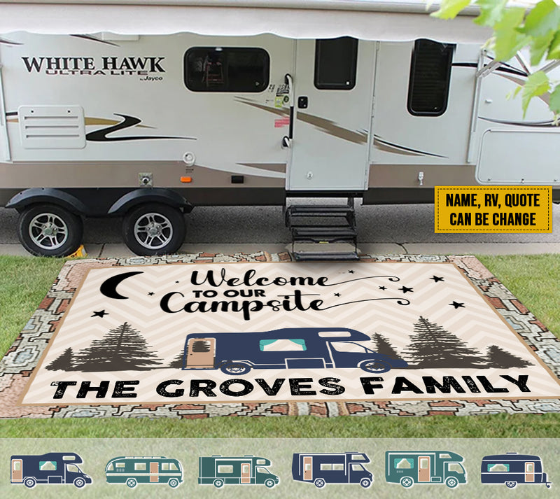 Personalized Happy Campers Patio Mat HN200802RG